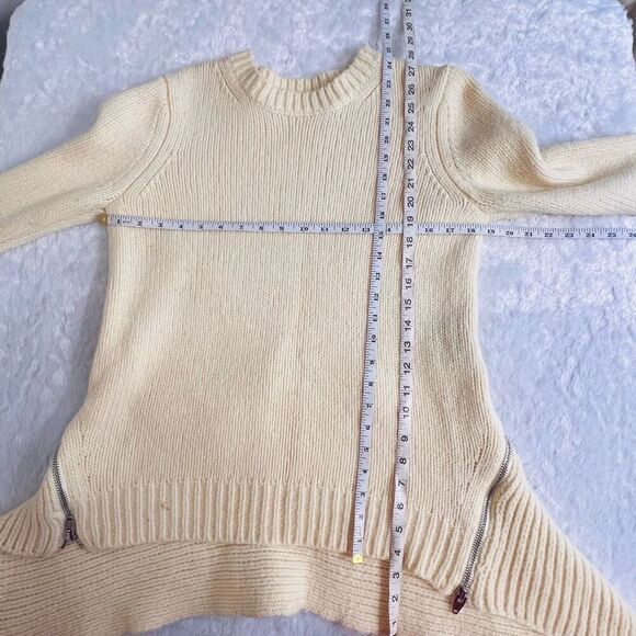 Alexander Wang Womens Zipper Cream Knit Asymmetric Merino Wool Blend Sweater Med - Picture 10 of 10